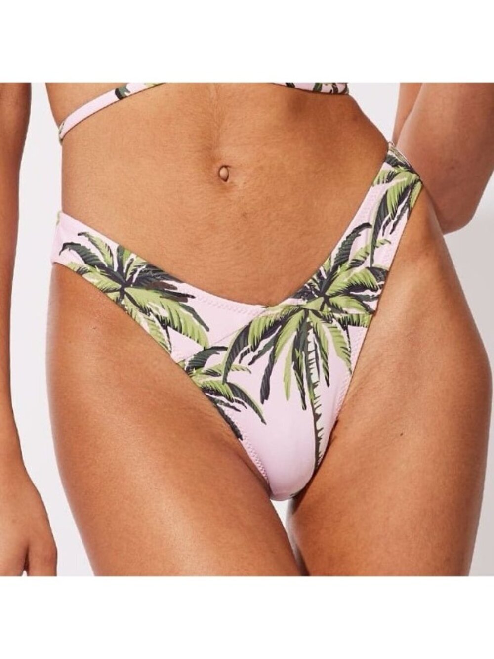 Solid & Striped bikini bottom pink palm leaf print S